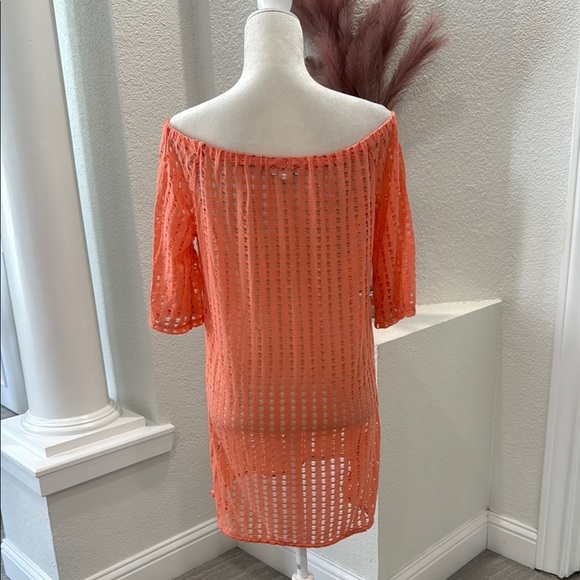 Venus Orange Sheer Off-Shoulder Swimsuit Cover Up Size L - Picture 5 of 7